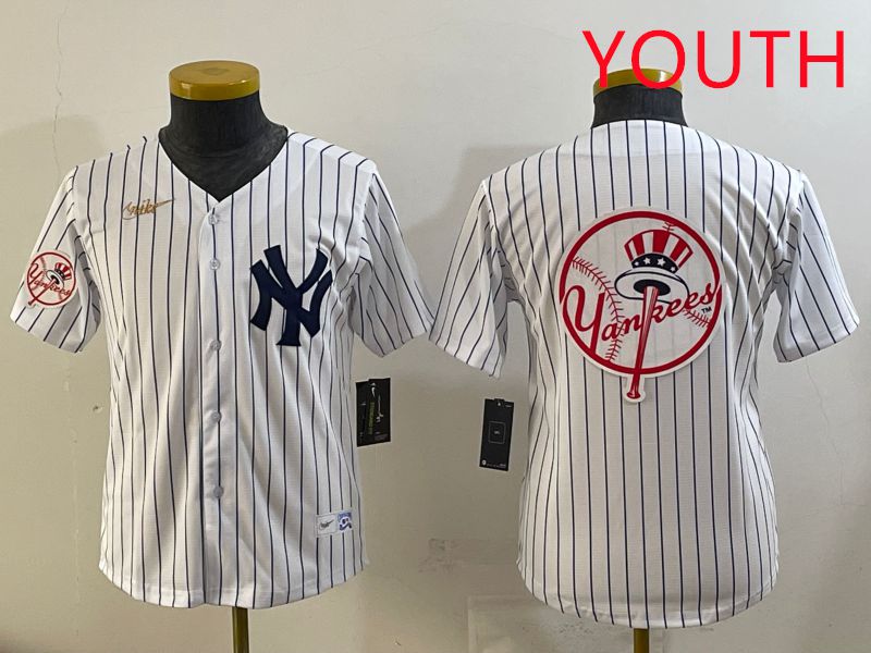 Youth 2025 New York Yankees Blank White Stripe Throwback Nike MLB Jersey style 23